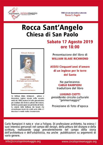locandina della presentazione del libro di William Blake Richmond ad Assisi