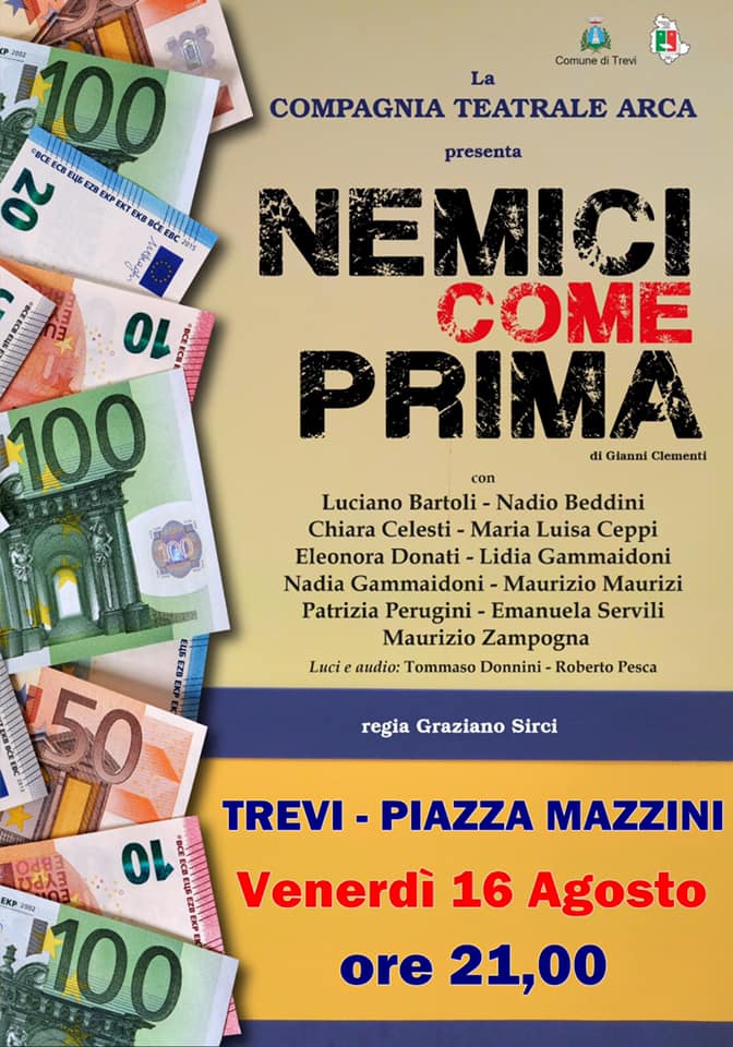 locandina dello spettacolo nemici come prima in scena a trevi