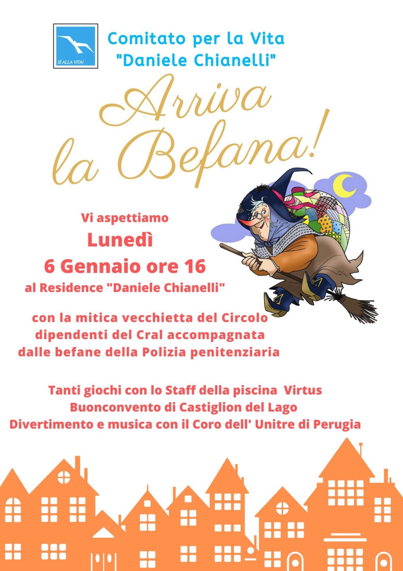 Al Comitato per la vita "Daniele Chianelli" di Perugia arriva la Befana