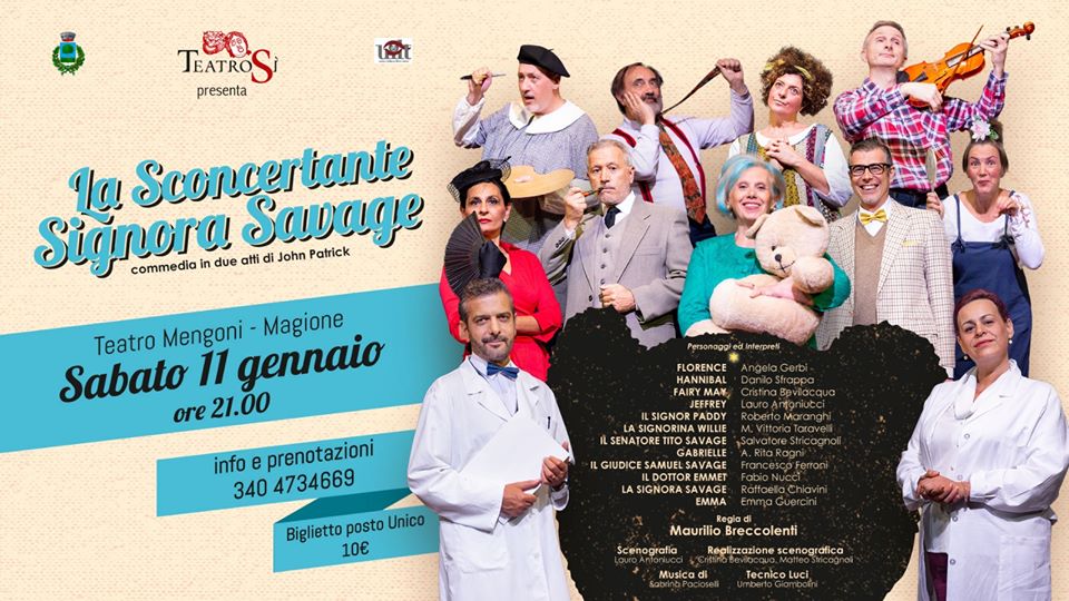 Magione, sabato 11 gennaio in scena “La Sconcertante Signora Savage“